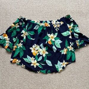 Old Navy Off the Shoulder Navy Floral 3/4 Sleeve Blouse